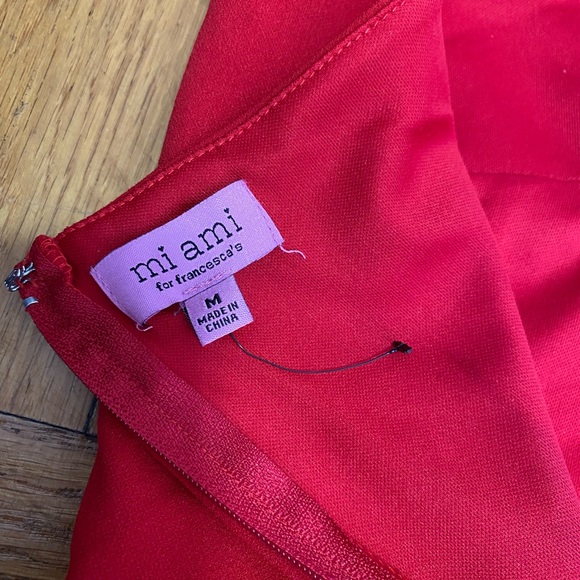 Mi Ami Elegant Scarlet Red One-Shoulder Dress - with Bow - Size M - Picture 7 of 7